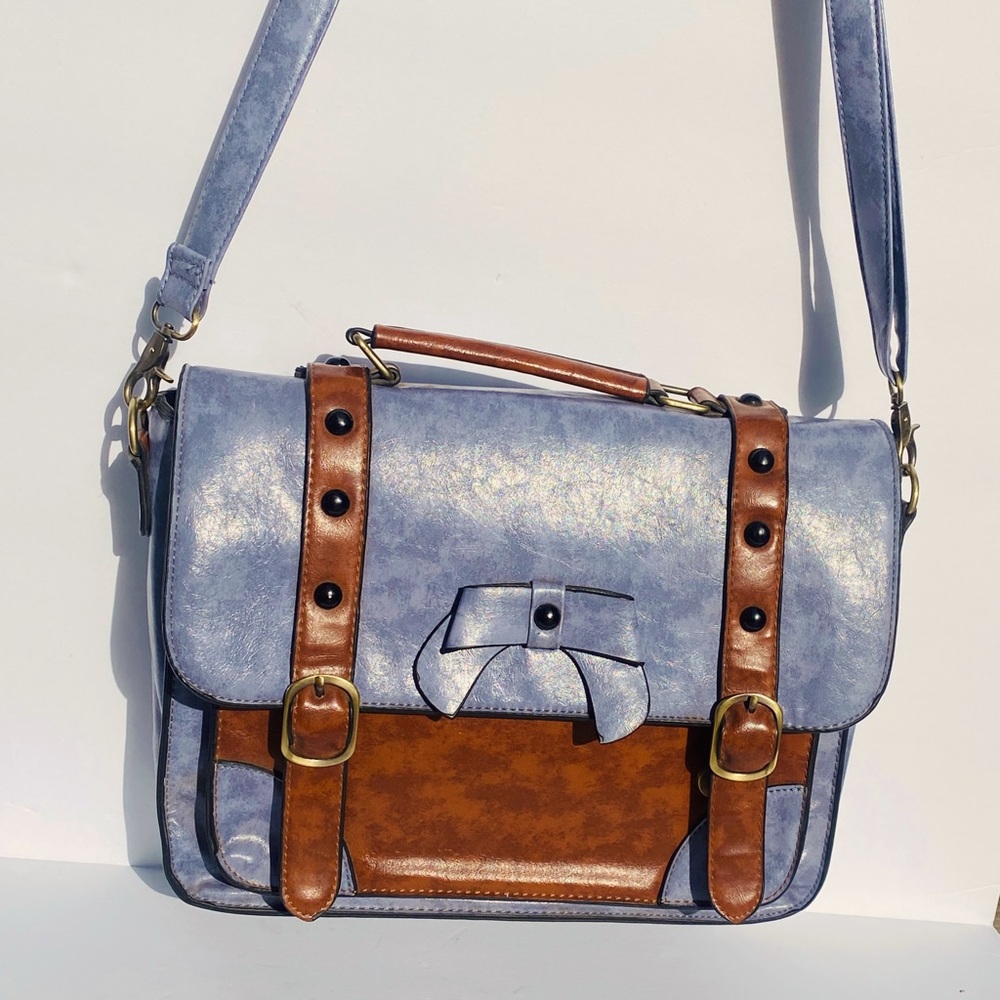 Esecosusi BoHo style, vegan leather messenger, laptop crossbody bag.